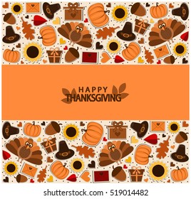 Thanksgiving greeting card or background. vector illustration.
