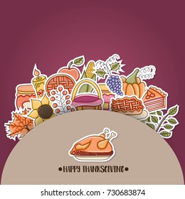 Thanksgiving greeting card concept . Minimalistic style holiday  advertisement flyer, brochure, banner template. Printable vector illustration