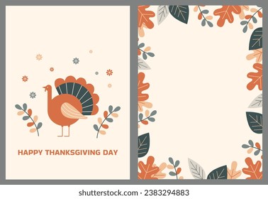 Thanksgiving greeting card, invitation, vector illustration 