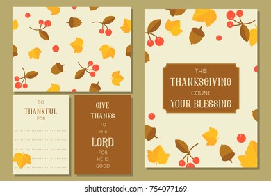 thanksgiving greeting card template and seamless pattern for fall season