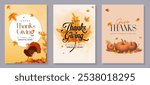 Thanksgiving greeting cards and invitations. Vector illustration. Thanksgiving typography poster. Celebration quotes Happy Thanksgiving on textured background for postcards.