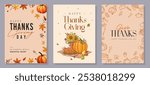 Thanksgiving greeting cards and invitations. Vector illustration. Thanksgiving typography poster. Celebration quotes Happy Thanksgiving on textured background for postcards.