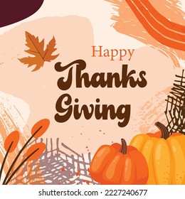 Danksagende Grußkarten und Einladungen. Fröhliches Thanksgiving für Vektorgrafik