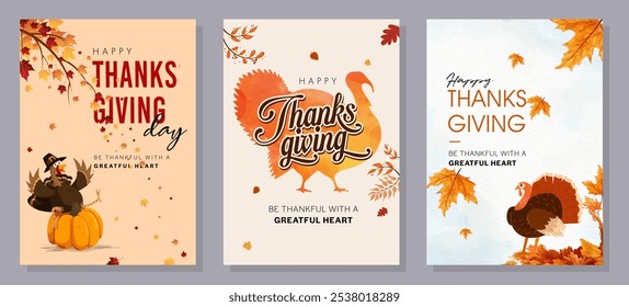 Thanksgiving greeting cards and invitations. Vector illustration. Thanksgiving typography poster. Celebration quotes Happy Thanksgiving on textured background for postcards.