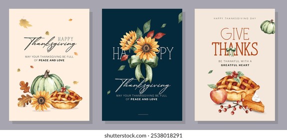 Thanksgiving greeting cards and invitations. Vector illustration. Thanksgiving typography poster. Celebration quotes Happy Thanksgiving on textured background for postcards.