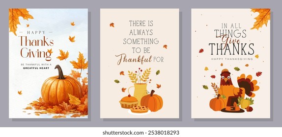 Thanksgiving greeting cards and invitations. Vector illustration. Thanksgiving typography poster. Celebration quotes Happy Thanksgiving on textured background for postcards.