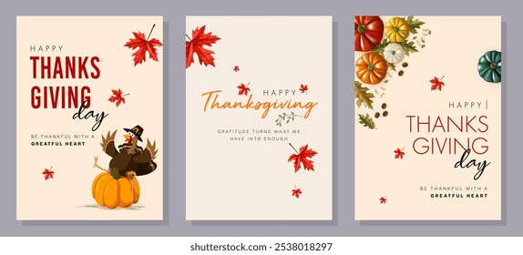 Dankeskarten und Einladungen. Vektorgrafik. Thanksgiving-Typografie-Poster. Feierliche Zitate Happy Thanksgiving auf strukturiertem Hintergrund für Postkarten.