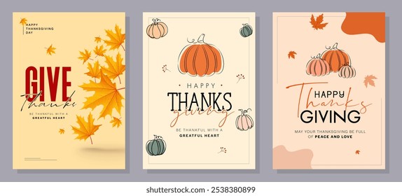 Thanksgiving greeting cards and invitations. Vector illustration. Thanksgiving typography poster. Celebration quotes Happy Thanksgiving on textured background for postcards.