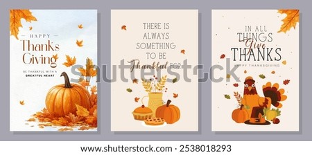 Thanksgiving greeting cards and invitations. Vector illustration. Thanksgiving typography poster. Celebration quotes Happy Thanksgiving on textured background for postcards.