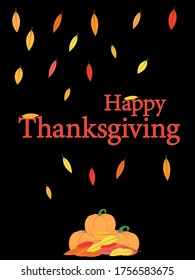 Thanksgiving greeting cards. Vector graphic. Thanksgiving typography poster. Celebration text with leaves for postcard, icon or badge. Vector calligraphy.