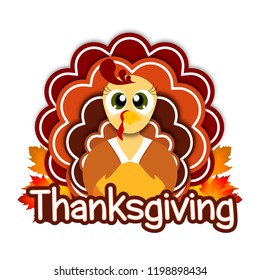 Thanksgiving greeting design with turkey. Vector illustration.