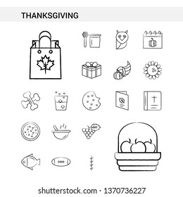 Thanksgiving  hand drawn Icon set style, isolated on white background. - Vector