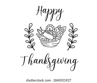 Thanksgiving. Hand drawn lettering for Thanksgiving Day. Vector illustration isolated on a white background. Thanksgiving design.