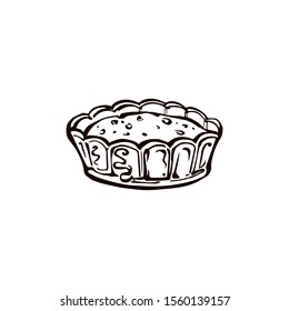 Thanksgiving hand drawn pumpkin pie on white background. Vector illustration