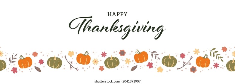 Thanksgiving Hand-Drawn Seamless Pattern Banner, Great for Wallpapers, Backgrounds, Invitations