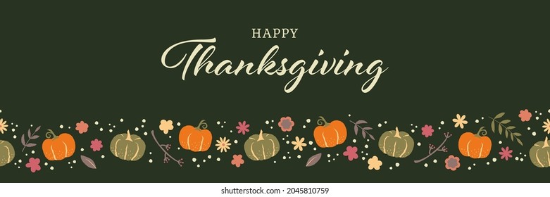 Thanksgiving Hand-Drawn Seamless Pattern Banner, Great for Wallpapers, Backgrounds, Invitations