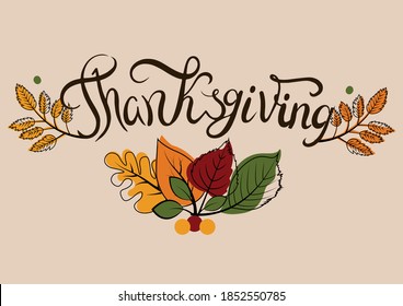 Thanksgiving happy day letterings card for design banner, wish-card 