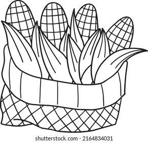 Thanksgiving Harvest Corn Isolated Coloring Page