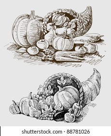 Thanksgiving or harvest cornucopia