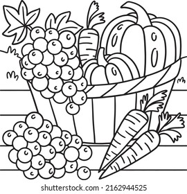 Thanksgiving Harvest Fruits Vegetables Coloring