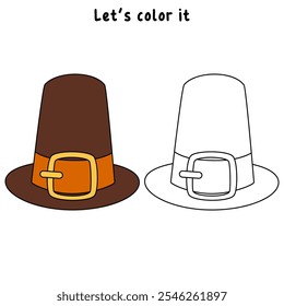 Thanksgiving hat coloring pages for kids. Trace and color Thanksgiving hat. Thanksgiving hat isolated on white background. Kindergarten and preschool worksheets printable for kids. 