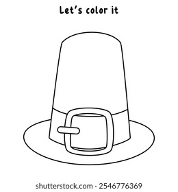 Thanksgiving hat coloring pages for kids. Trace and color Thanksgiving hat. Thanksgiving hat isolated on white background. Kindergarten and preschool worksheets printable for kids. 