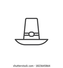 Thanksgiving hat line icon. linear style sign for mobile concept and web design. Pilgrim hat outline vector icon. Symbol, logo illustration. Vector graphics
