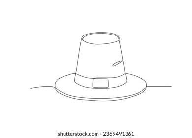 Un sombrero de acción de gracias. Dibujo de una línea de Acción de Gracias