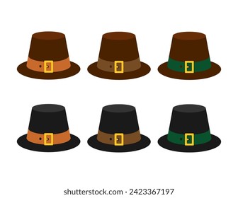 Thanksgiving hat set to create worksheets, games and educational resources for kids. Pilgrim's hat clipart	
