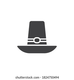 Thanksgiving hat vector icon. filled flat sign for mobile concept and web design. Pilgrim hat glyph icon. Symbol, logo illustration. Vector graphics