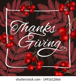 Thanksgiving holiday banner. Autumn tree leaves, vector illustration