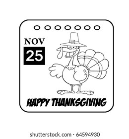 Thanksgiving Holiday Calendar Black And White