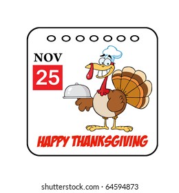 Thanksgiving Holiday Cartoon Calendar Vector