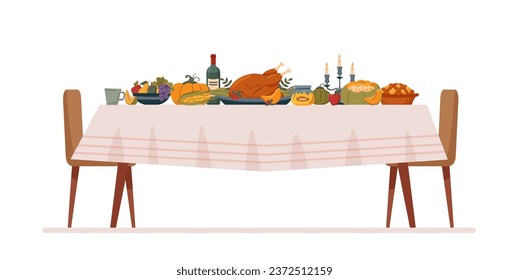 Thanksgiving, holiday, family, Christmas concept. Food on the table on white background. Thanksgiving turkey.