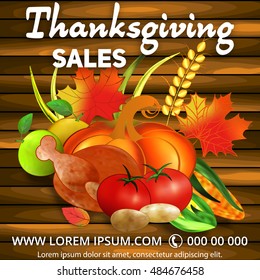 Thanksgiving holiday sales. multicolor vector illustration