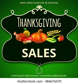 Thanksgiving holiday sales. multicolor vector illustration