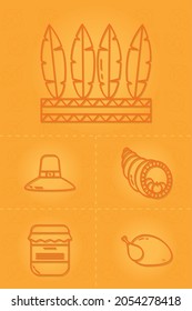 thanksgiving icon collection on orange background