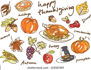 Thanksgiving icon doodle vector illustration