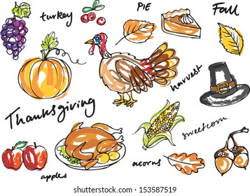 Thanksgiving icon doodle vector illustration