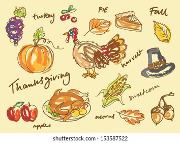 Thanksgiving icon doodle vector illustration