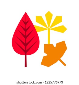 thanksgiving icon related set betel palm maple in flat design.