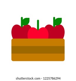 thanksgiving icon related set crate of apple basket in flat design.