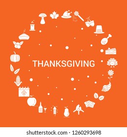 Thanksgiving  Icon Set. Infographic Vector Template