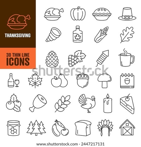 Thanksgiving icon set. Linear style. Thanksgiving icon.