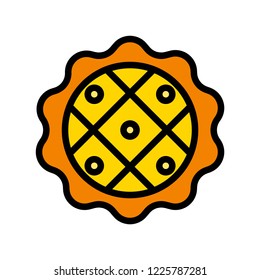 thanksgiving icon set, pie flat icon editable outline.