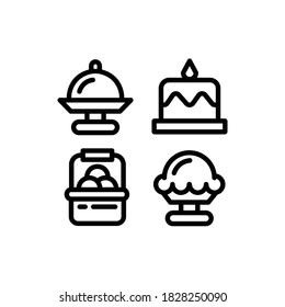 Thanksgiving icon set with Pie, harvest, Cake And Dish, Vector Illustrations.