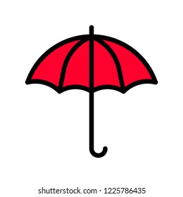 thanksgiving icon set, umbrella flat icon editable outline.