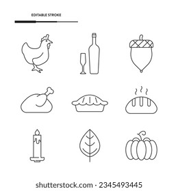 Thanksgiving Icon Set Vector Design.
