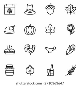 Thanksgiving icon set vector illustration