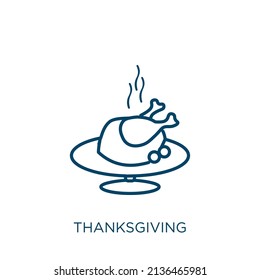 thanksgiving icon. Thin linear thanksgiving outline icon isolated on white background. Line vector thanksgiving sign, symbol for web and mobile